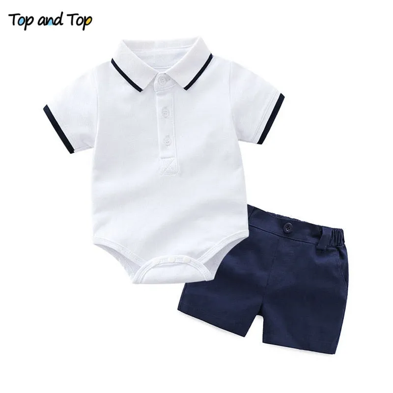 Top and Top Baby Boy Clothing Set Summer Cotton Short Sleeve Romper Tops Shorts Infant Boys Outfits Toddler Boy Clothes
