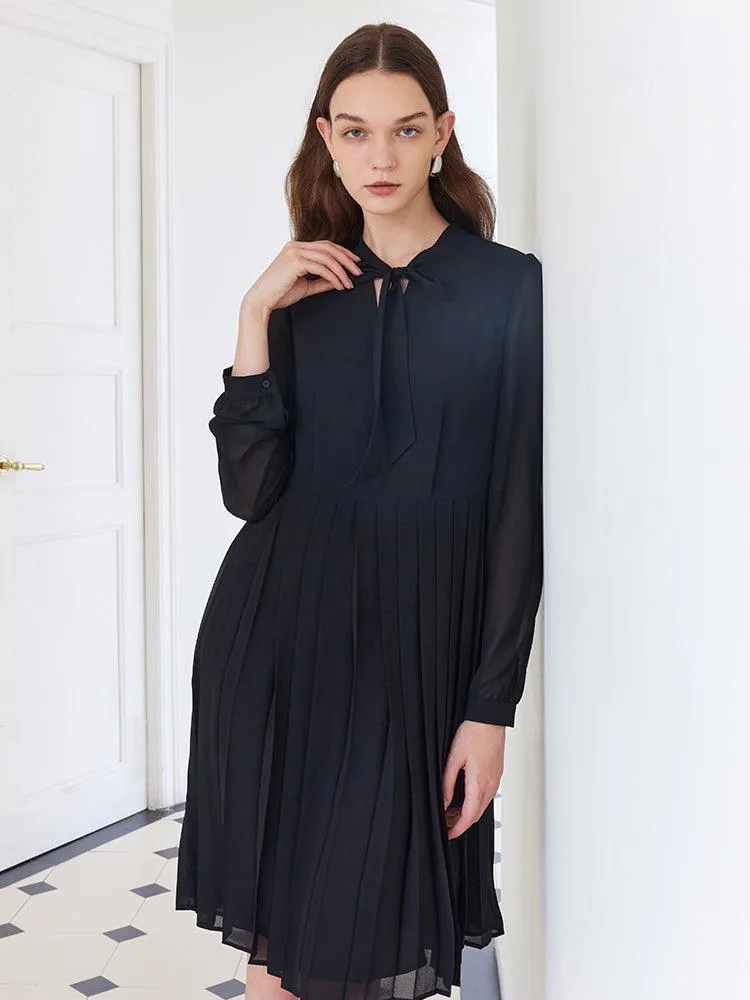 White Vest With Black Pleated Dress Two-Piece Dress