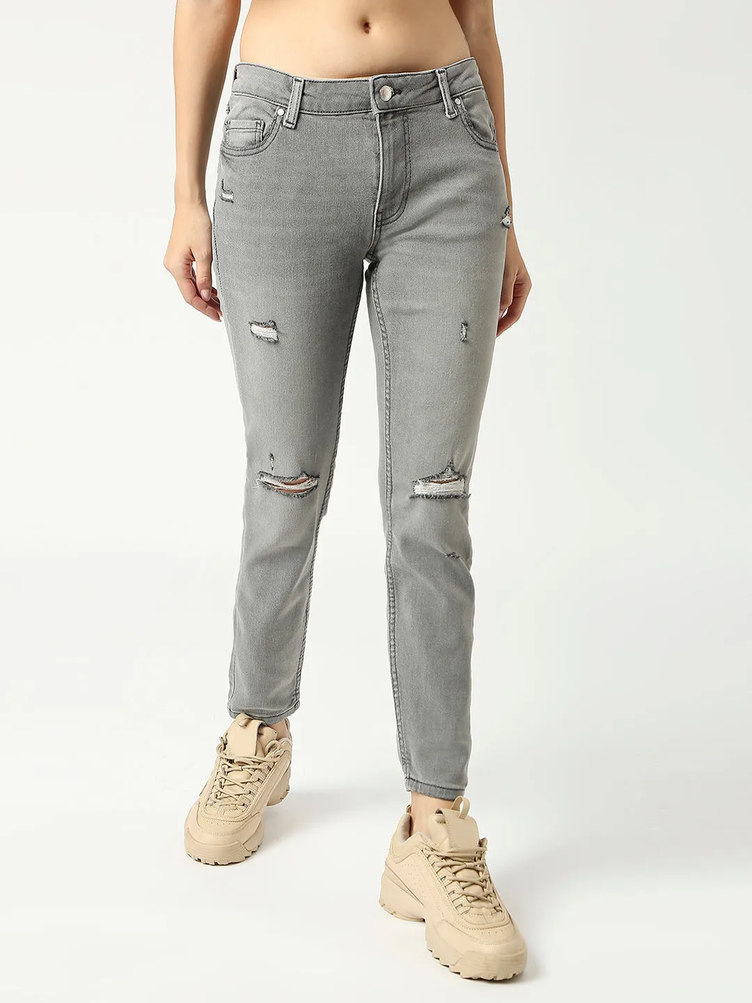 Women Skinny Fit High-Rise Mildly Distressed Jeans