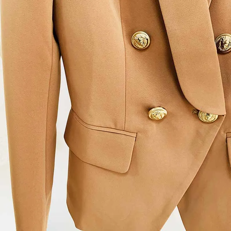 Women's Camel Pantsuit Blazer High Waisted Pants Suit Work Wear Pantsuit