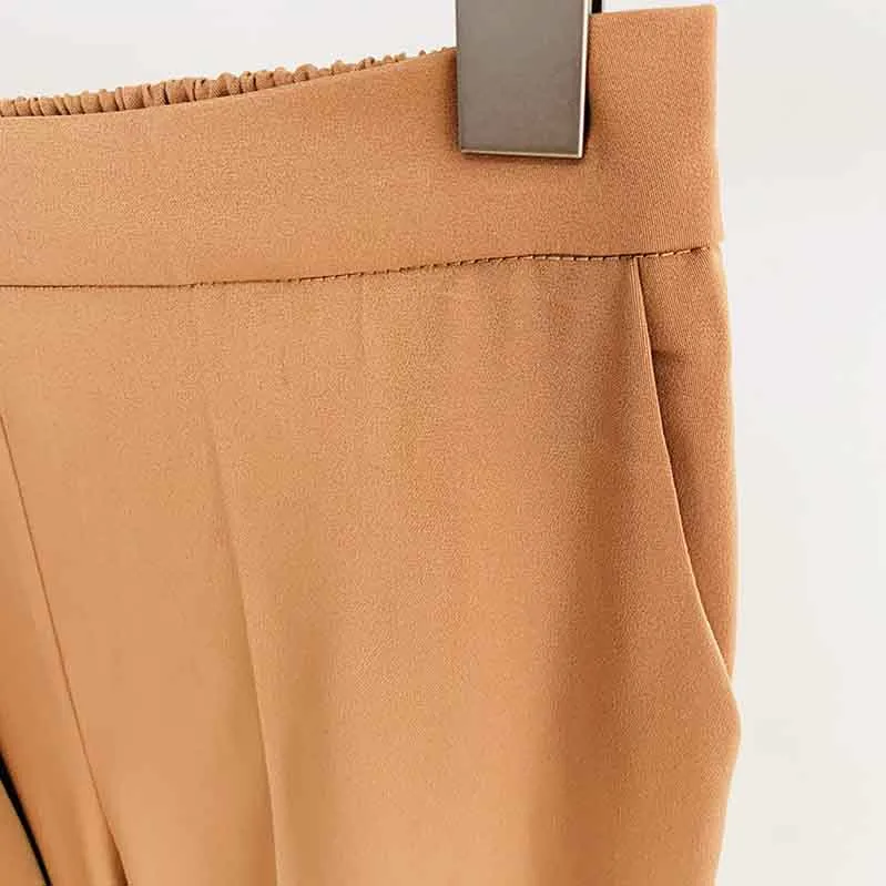 Women's Camel Pantsuit Blazer High Waisted Pants Suit Work Wear Pantsuit