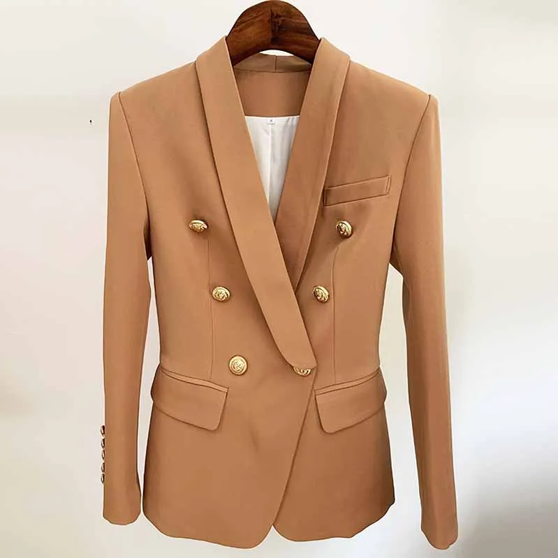 Women's Camel Pantsuit Blazer High Waisted Pants Suit Work Wear Pantsuit