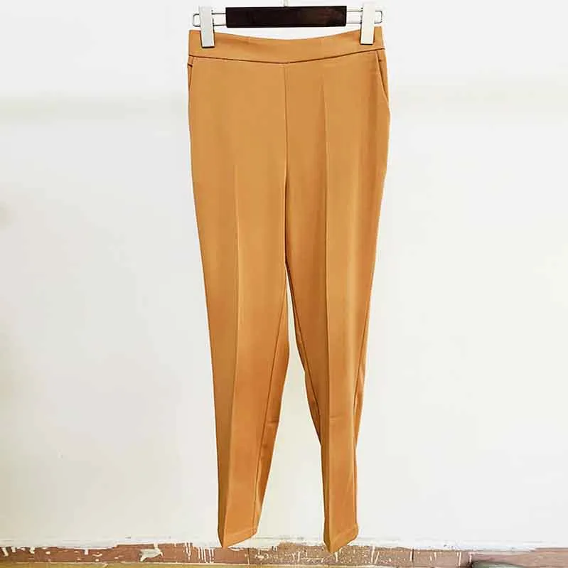 Women's Camel Pantsuit Blazer High Waisted Pants Suit Work Wear Pantsuit