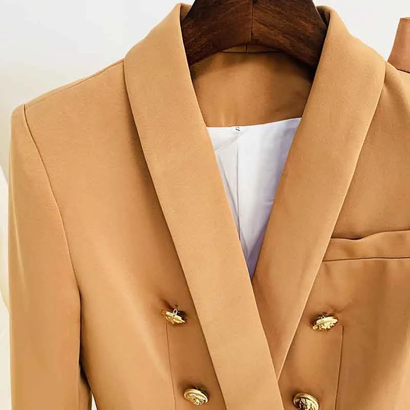 Women's Camel Pantsuit Blazer High Waisted Pants Suit Work Wear Pantsuit