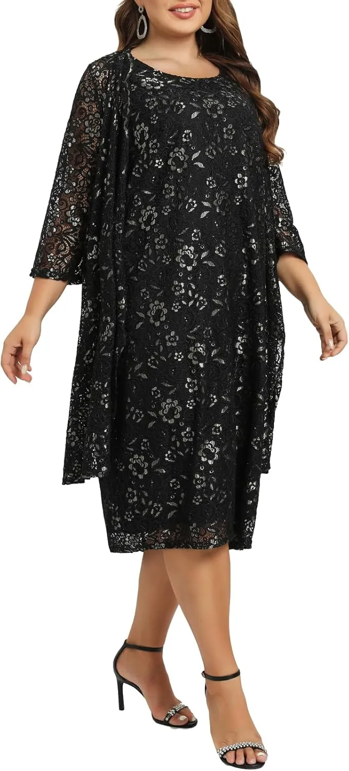 Women's Plus Size 2 Piece Mother of The Bride Dress Formal Evening Jacket Set Mother Gifts Special Occasion Party Dresses