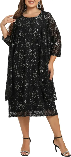 Women's Plus Size 2 Piece Mother of The Bride Dress Formal Evening Jacket Set Mother Gifts Special Occasion Party Dresses