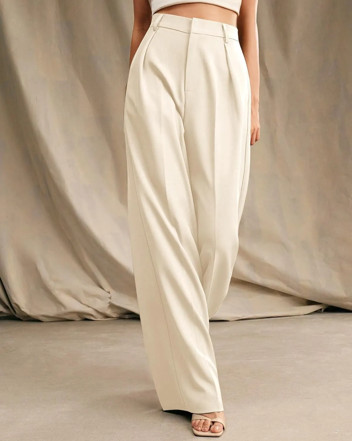 Womens Wide Leg Pants High Waist Straight Work Pants Office Business Casual Palazzo Trousers with Pockets