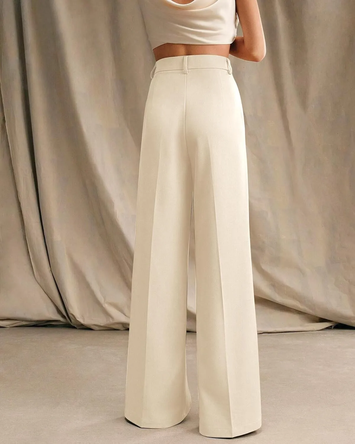 Womens Wide Leg Pants High Waist Straight Work Pants Office Business Casual Palazzo Trousers with Pockets