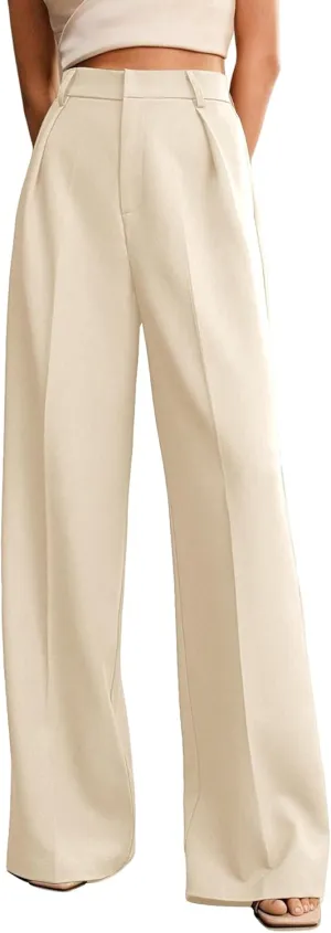 Womens Wide Leg Pants High Waist Straight Work Pants Office Business Casual Palazzo Trousers with Pockets