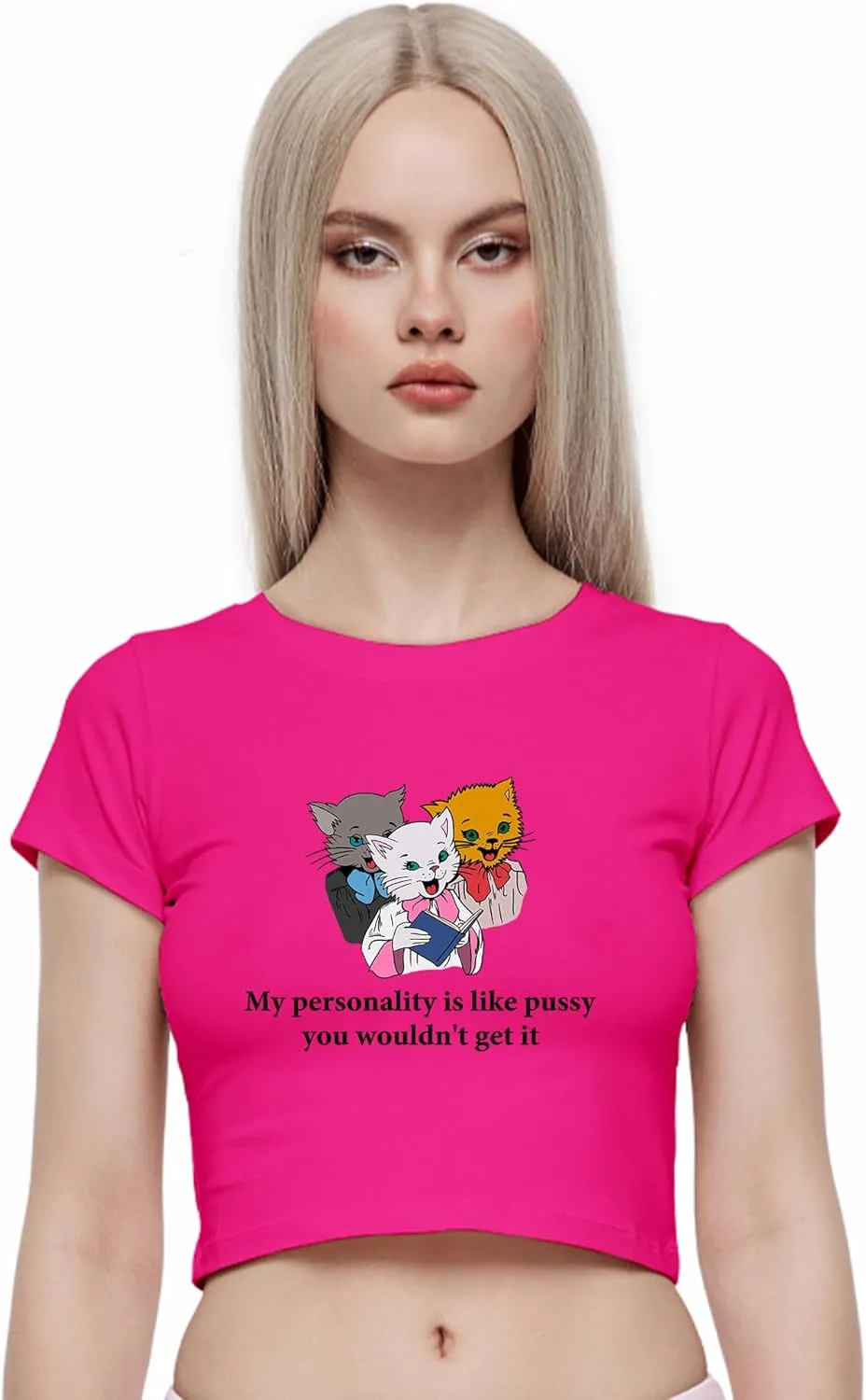 Y2K Graphic Tees for Women - Personality Like Cat Funny Short Sleeve Crew Neck Crop Tops Going Out Top T-Shirt